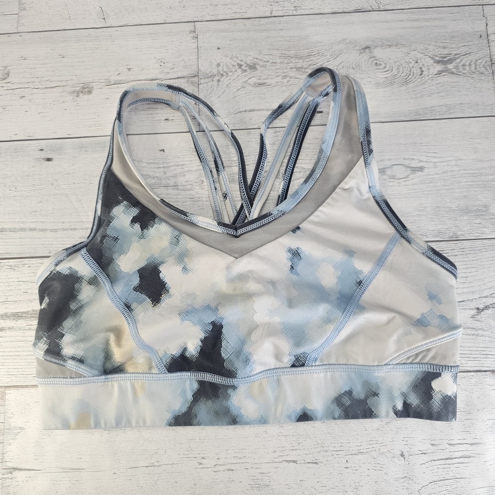 Lululemon SeaWheeze Energy Bra H2O Womens 8 Ocean Blue Sports Strappy Athleisure